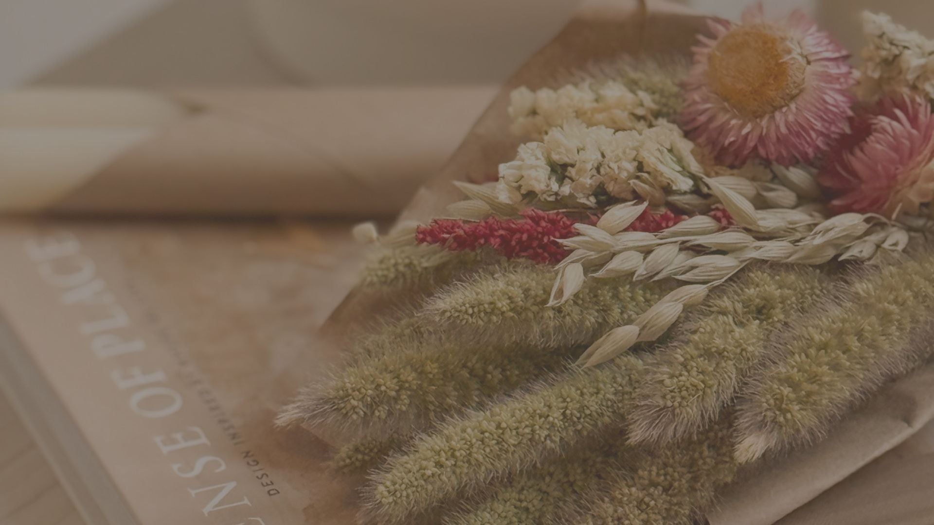 Self care banner image with flowers and tea