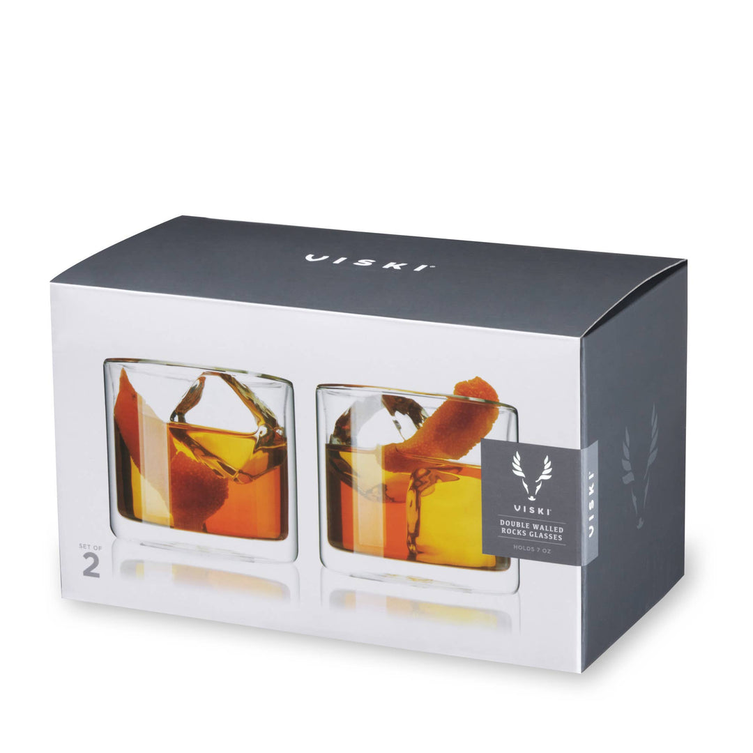 Viski whiskey glass set packaging on a white background