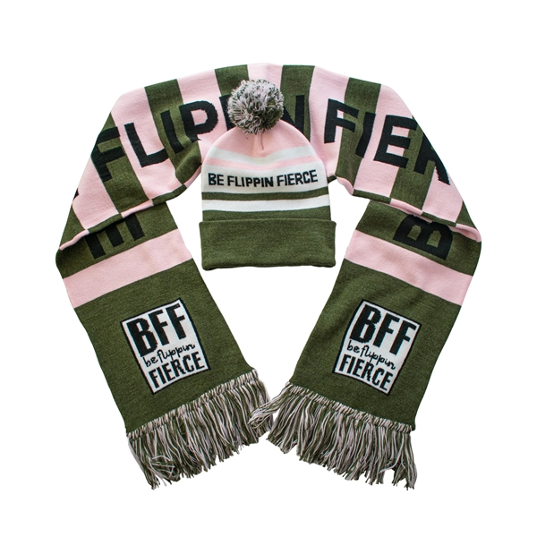 Custom Branded Knit Beanie and Scarf Set