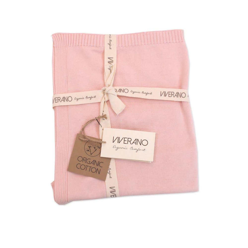 Milan Knit Classic Baby Blanket (Organic Cotton): Blush / One Size