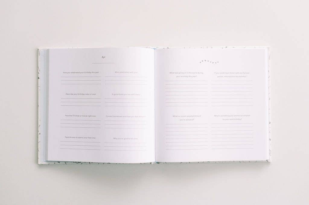 Open notebook with lined pages on a white background