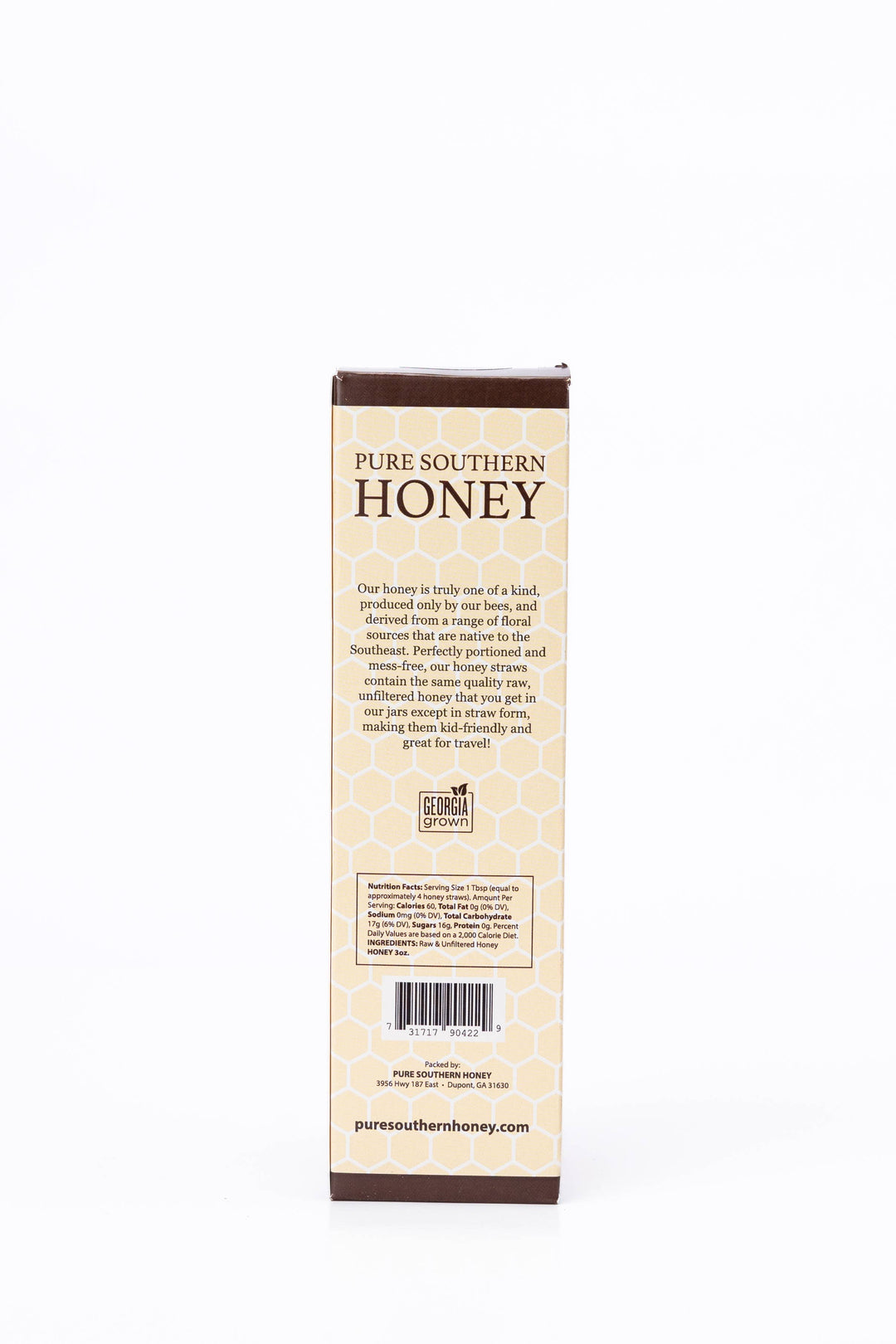 Box of Pure Southern Honey on a white background