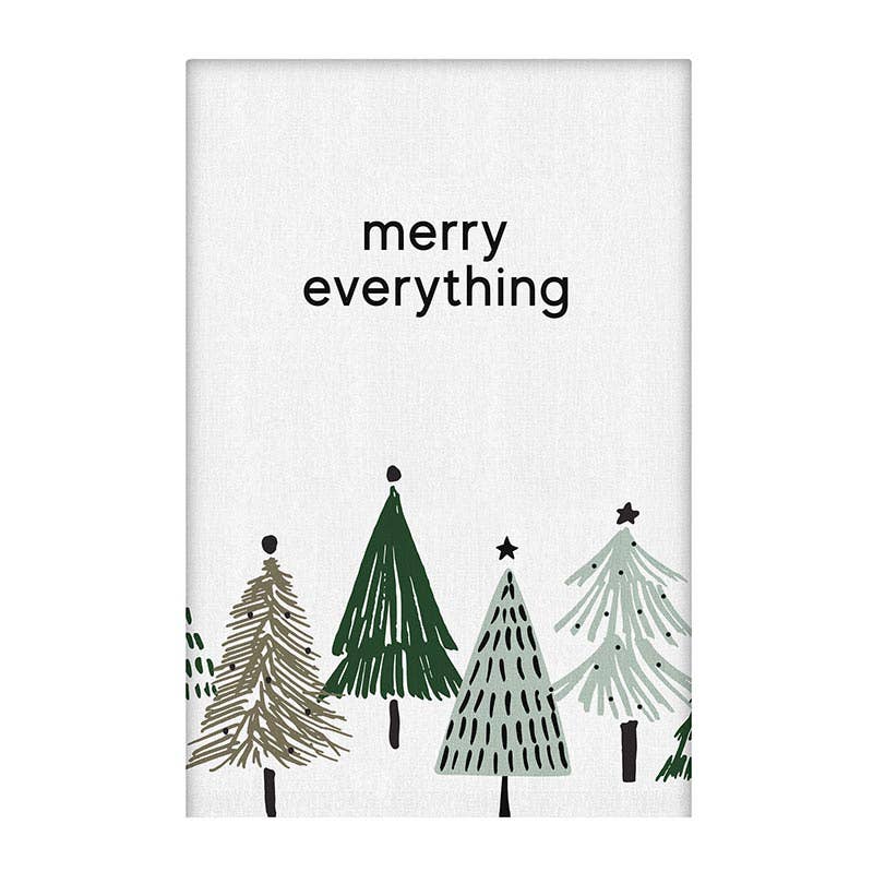 Decorative kitchen towel with Christmas tree designs and &