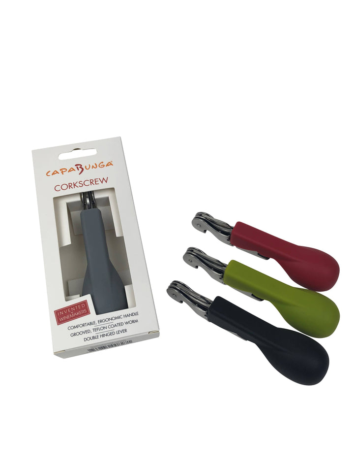 Ergonomic Silicone Handled Corkscrew | Wine Opener: Black