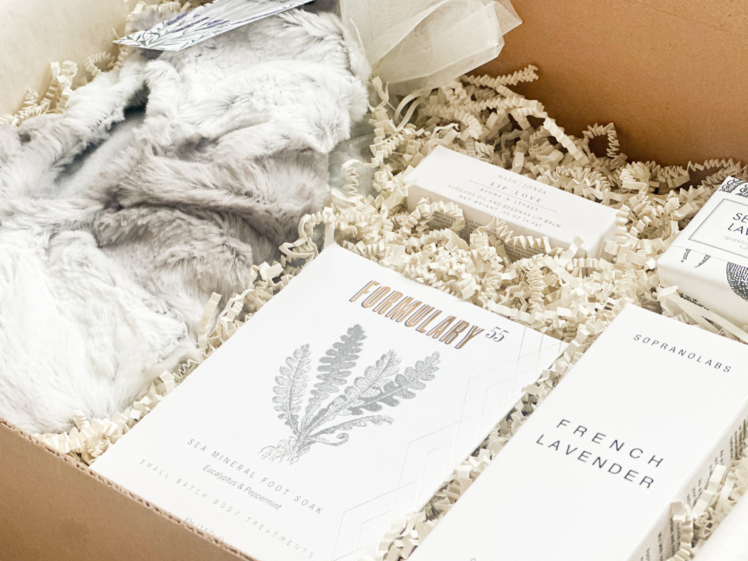 Relax &amp; Rejuvenate Spa Kit- At-Home Spa Gift Set with Lavender Footies &amp; Body Oil