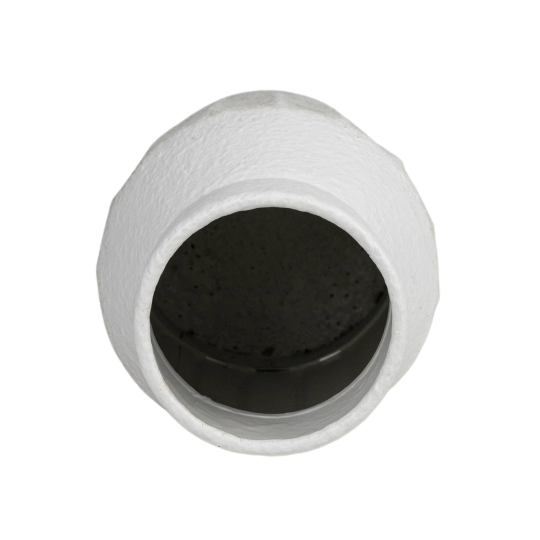 White, round vase on a white background