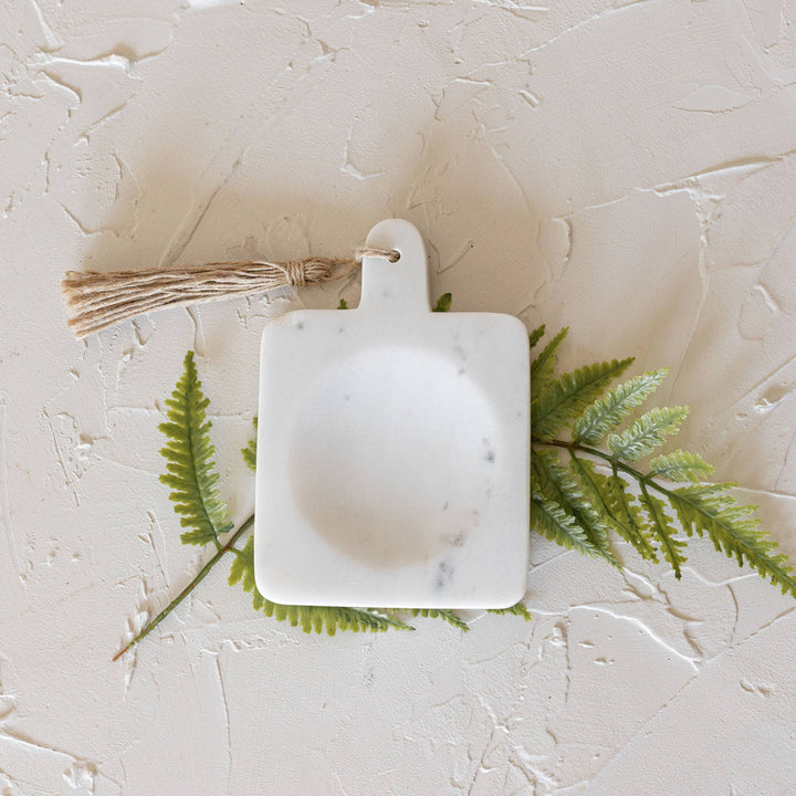 Maggie White Marble &amp; Jute Spoon Rest