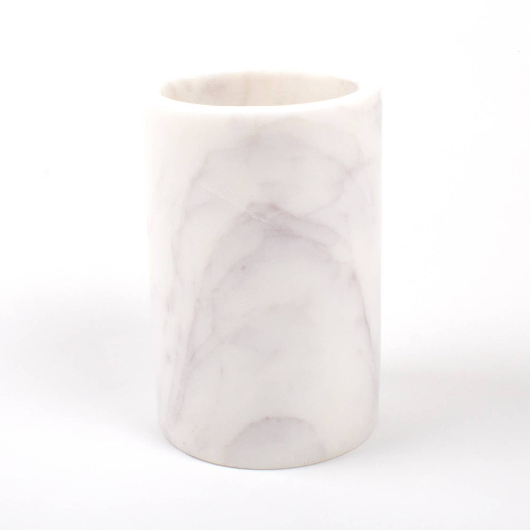 White marble cylindrical cooler on a white background