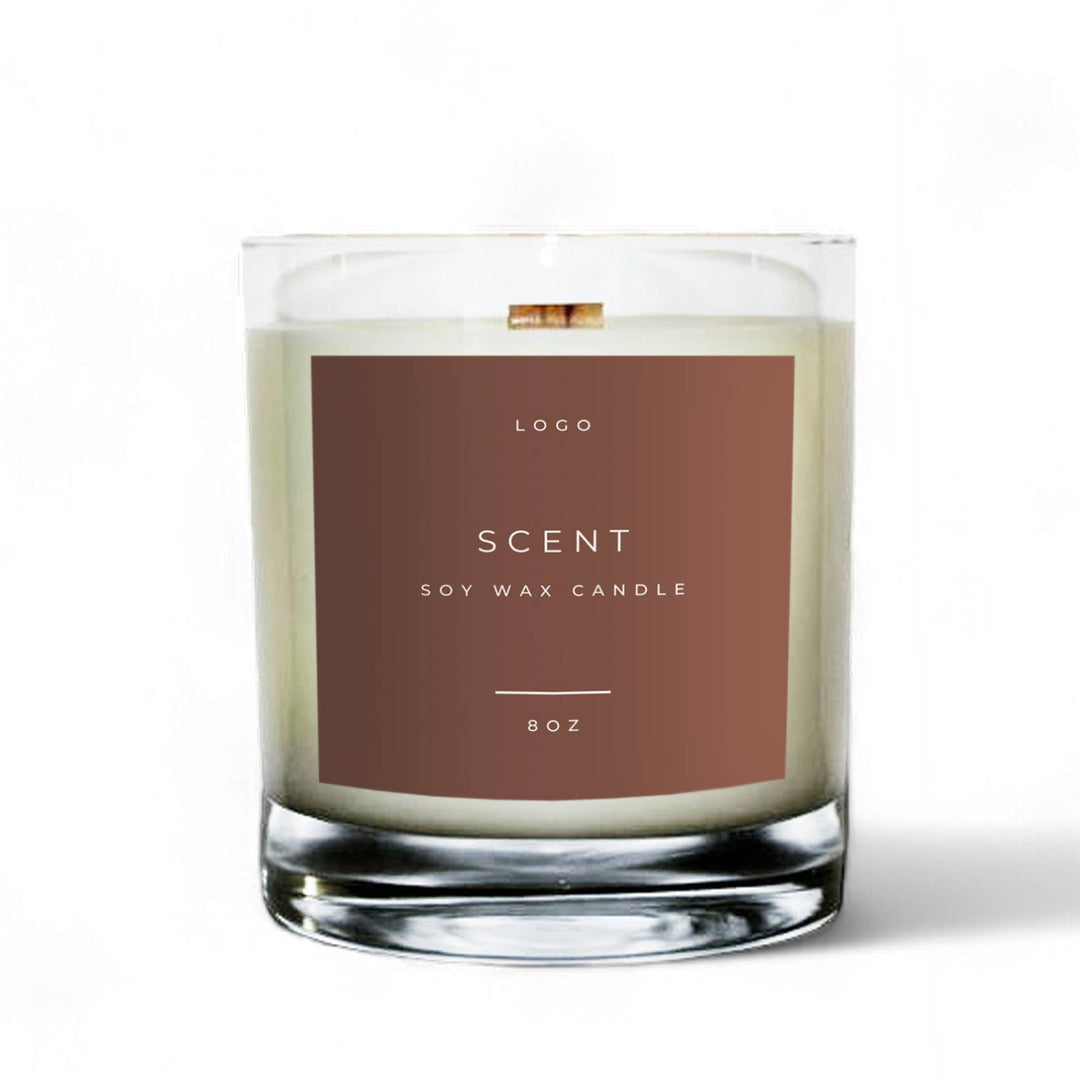 Private Label 8oz Clear Tumbler Soy Wax Candle: Provide My Own Artwork / No 1. Tobacco + Vanilla