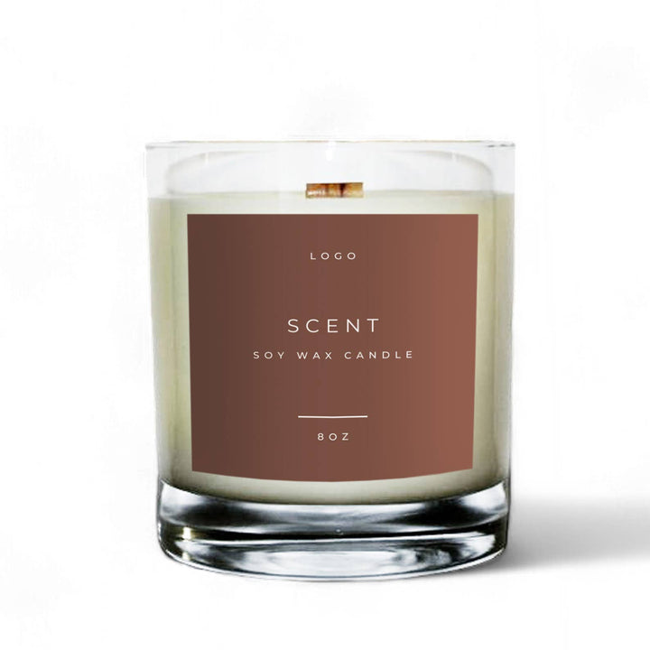 Private Label 8oz Clear Tumbler Soy Wax Candle: Provide My Own Artwork / No 1. Tobacco + Vanilla