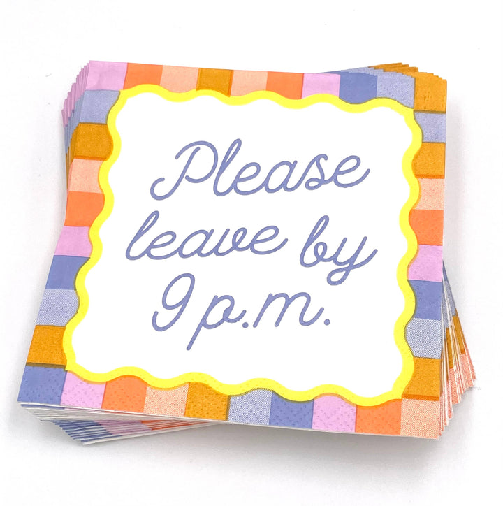 Stack of colorful napkins with text saying &
