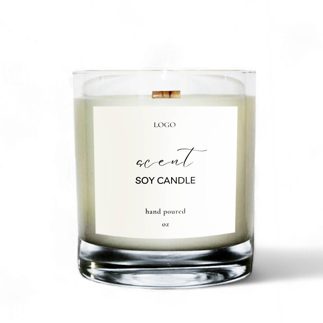 Private Label 8oz Clear Tumbler Soy Wax Candle: Provide My Own Artwork / No 1. Tobacco + Vanilla