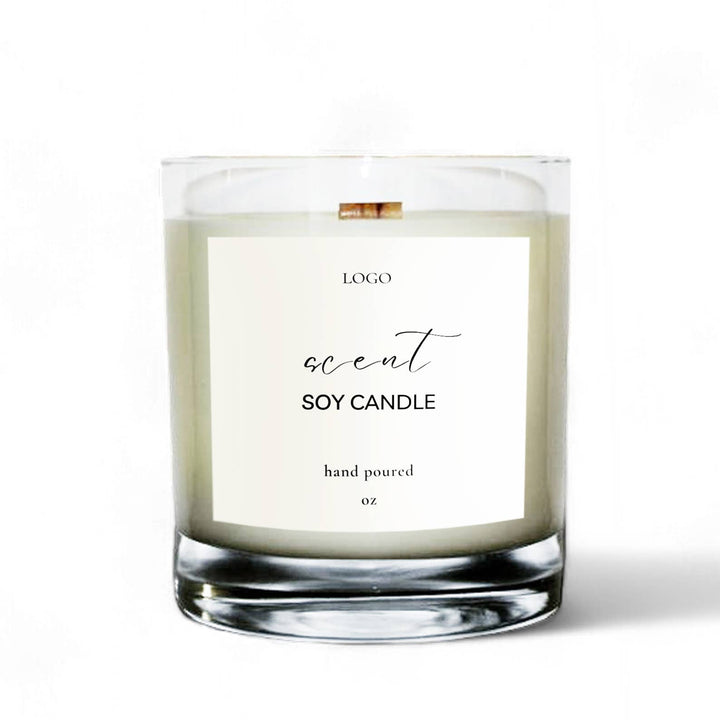 Private Label 8oz Clear Tumbler Soy Wax Candle: Provide My Own Artwork / No 1. Tobacco + Vanilla
