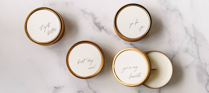 "Cheers!" Soy Travel Candles: Vanilla Lavender