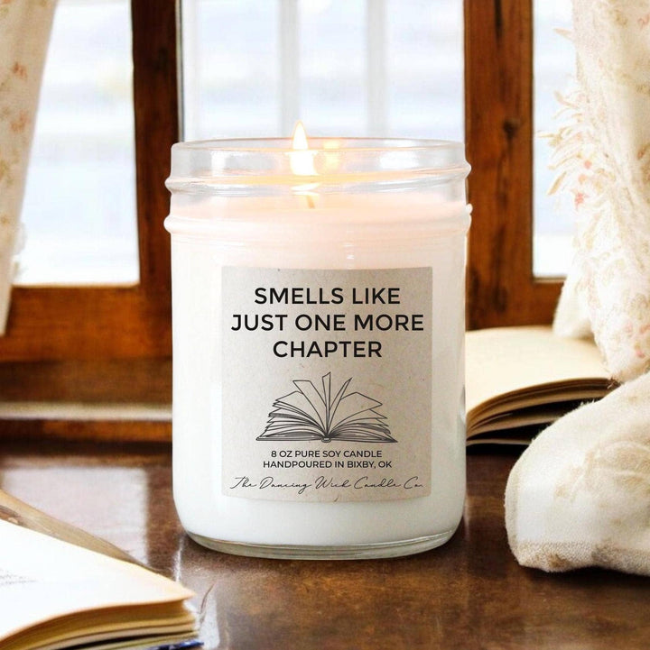 Candle with a label reading &