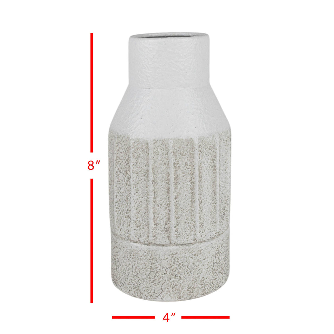Textured vase with dimensions on a white background