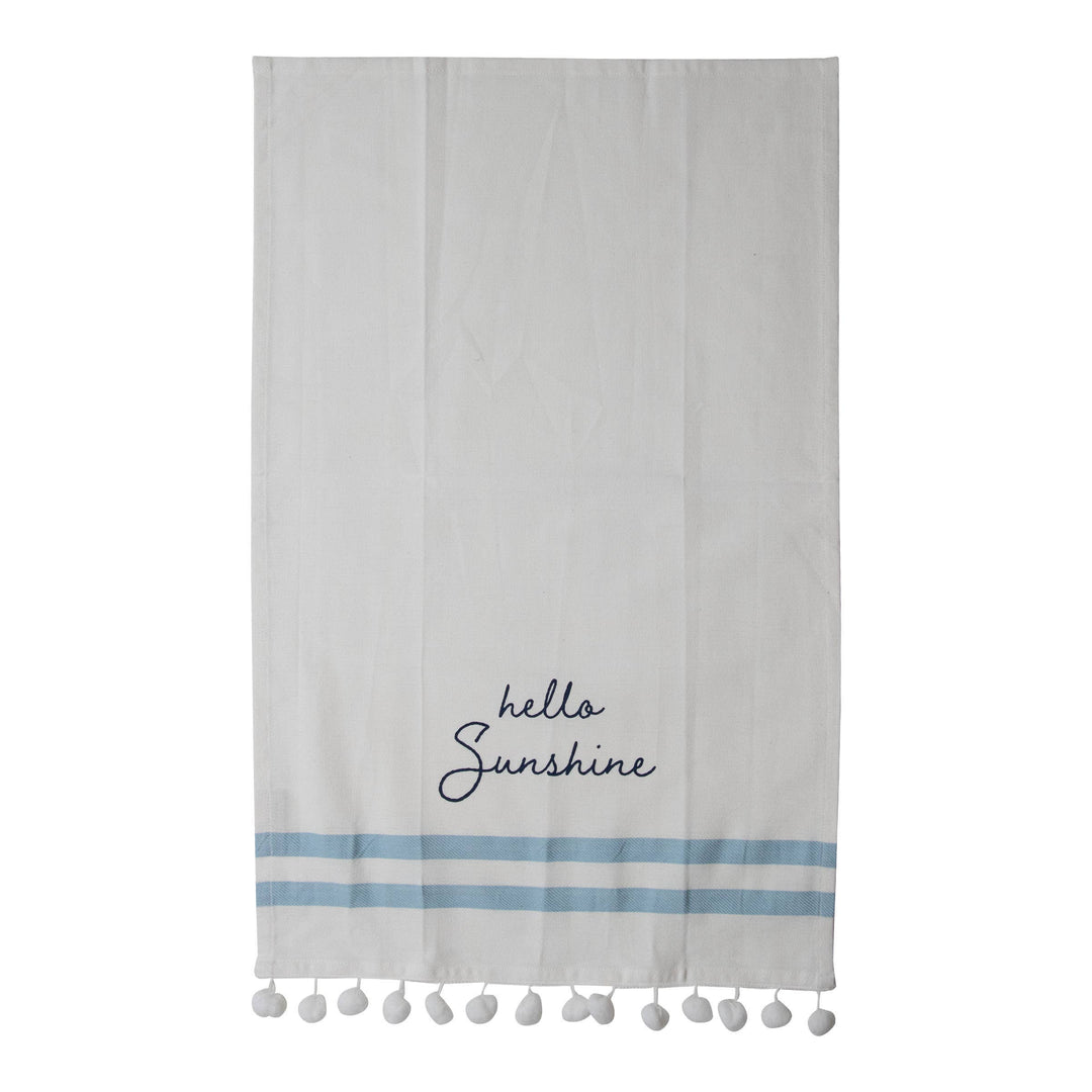 White "Hello Sunshine" Screen Printed Kitchen Tea Towel