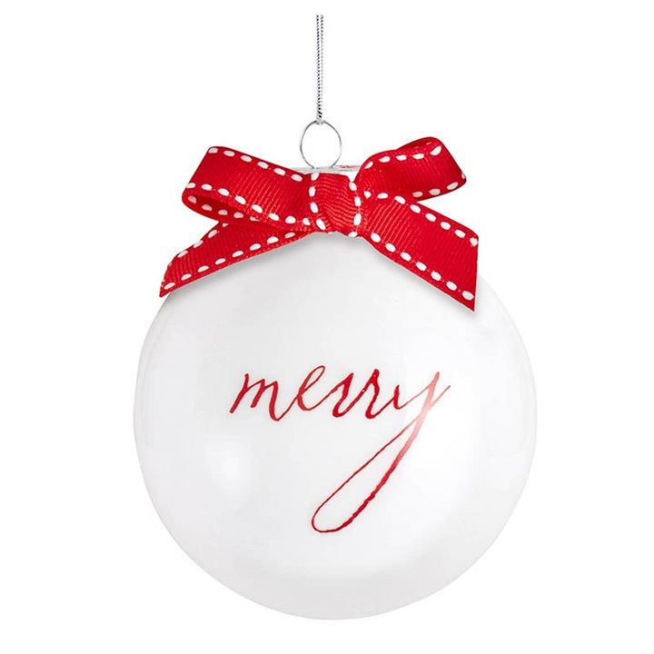 White Christmas ornament with red &