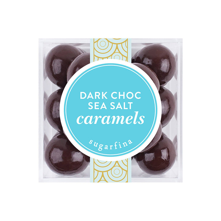 Pack of dark chocolate sea salt caramels with &