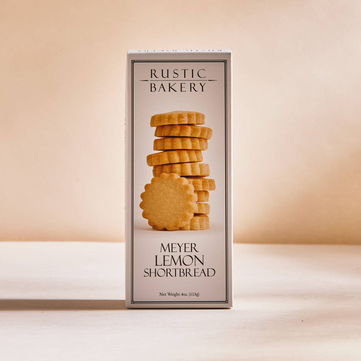 4 oz Classic buttery shortbread with the perfect combination of sweet and tangy zest of fresh meyer lemon.