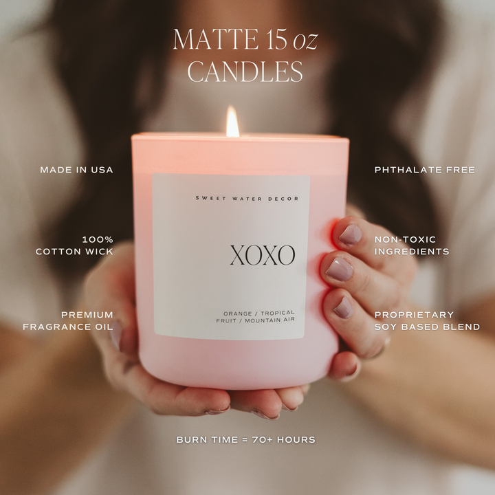 XOXO 15 oz Soy Candle, Matte Jar - Valentine&