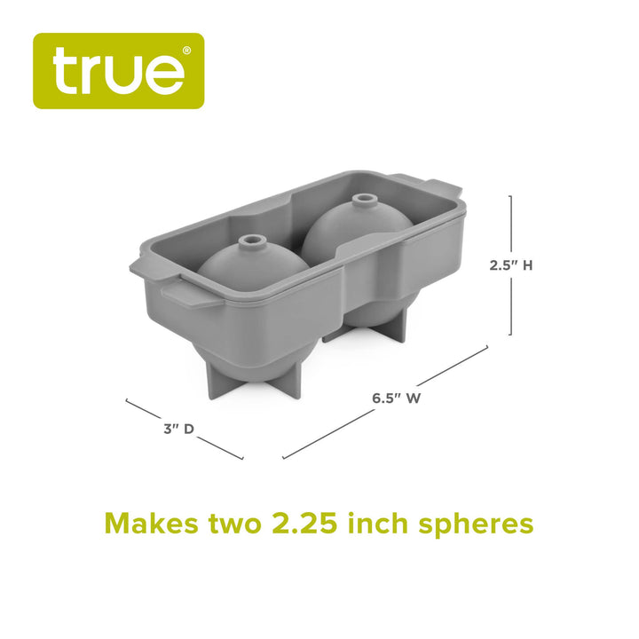 Gray sphere mold with dimensions and &