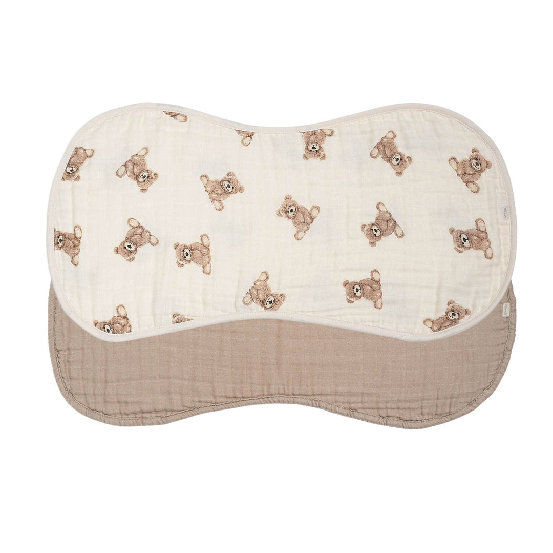 Bamboo Muslin Burp Cloth Set 2-Pack (Teddy/Taupe)