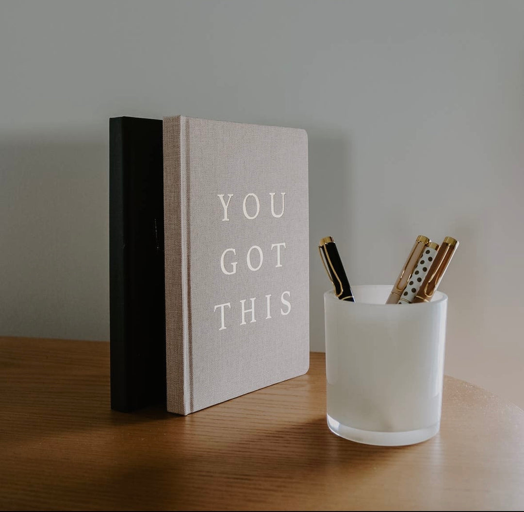 You Got This - Tan and Gold Foil Fabric Journal