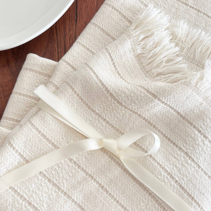 Pure Soft 100% Turkish Cotton Hand Towel: Beige Stripe