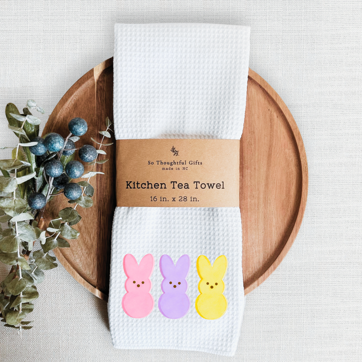 Easter Dish Towel - Watercolor Bunnies | Kitchen Towel