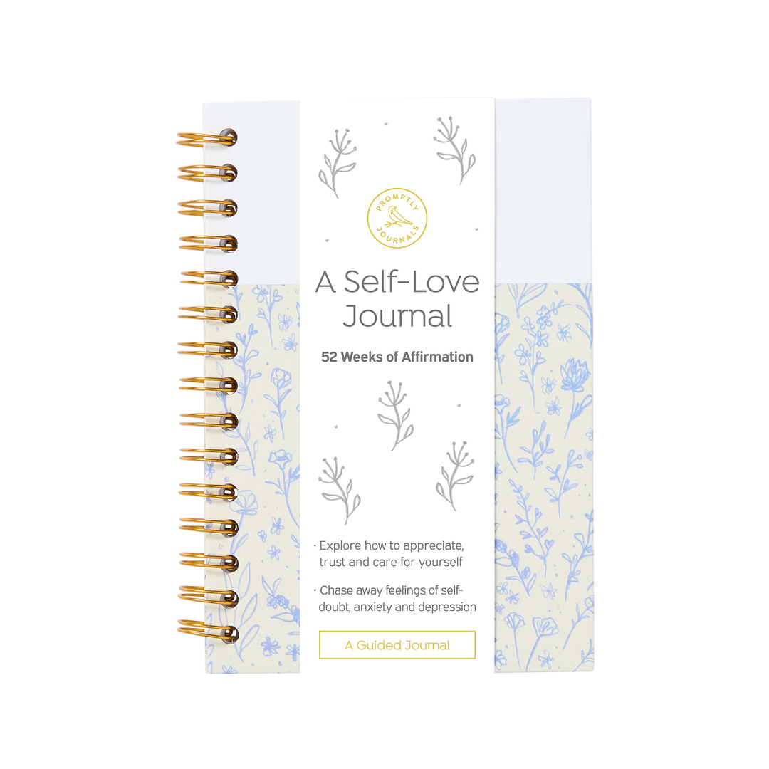 Self-love journal with floral design on a white background