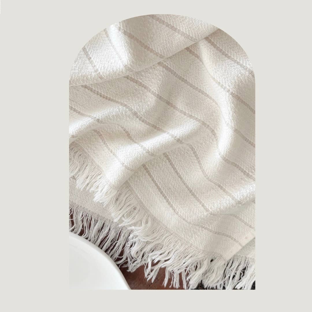 Pure Soft 100% Turkish Cotton Hand Towel: Beige Stripe