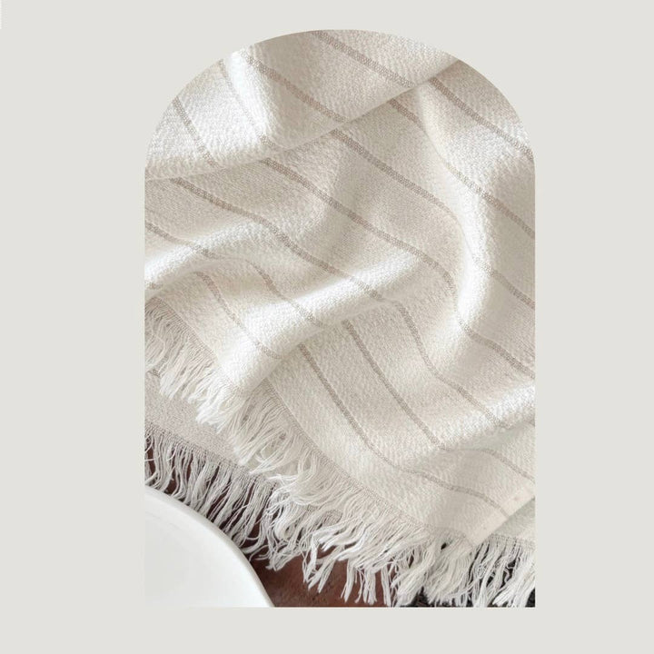 Pure Soft 100% Turkish Cotton Hand Towel: Beige Stripe