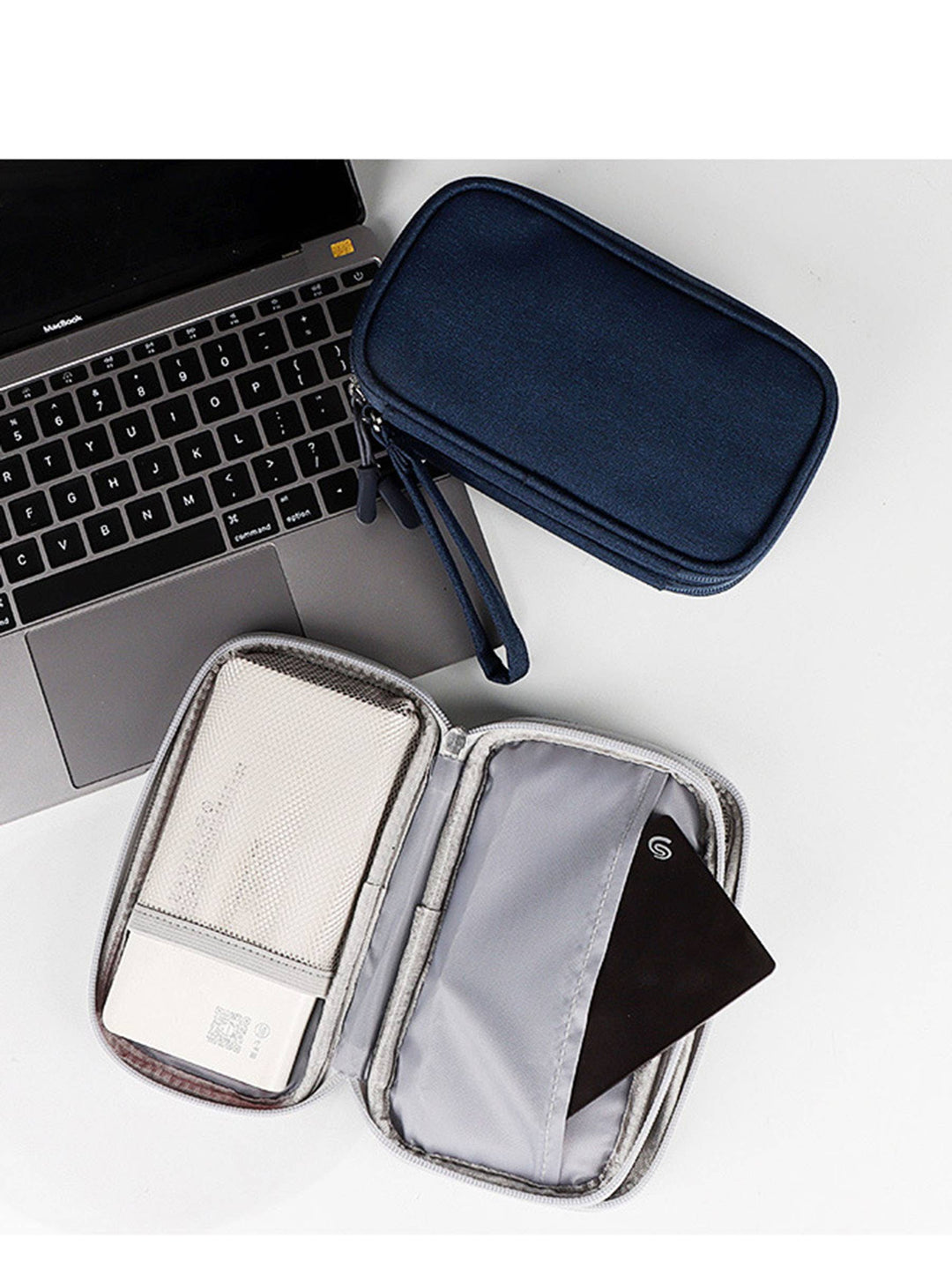 Electronic Organizer with 3 Compartments Travel Portable Bag: Black / M