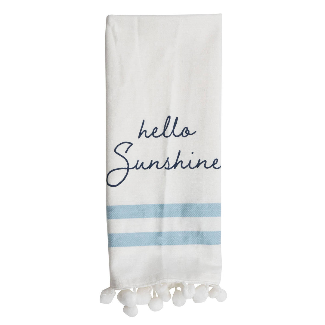 White "Hello Sunshine" Screen Printed Kitchen Tea Towel