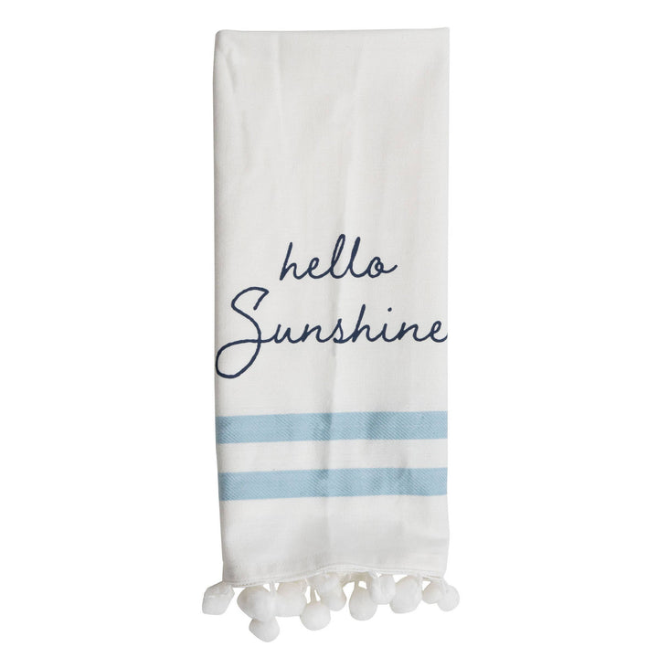 White "Hello Sunshine" Screen Printed Kitchen Tea Towel