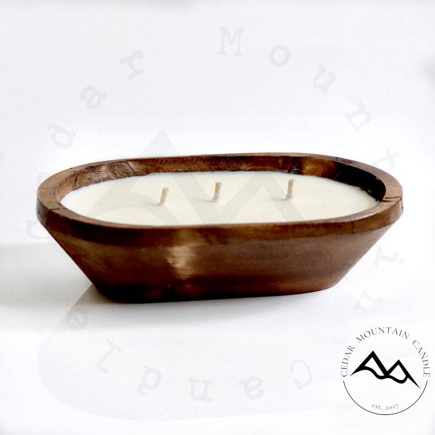 3 Wick Natural Wood Dough Bowl: Vanilla Bean Noel