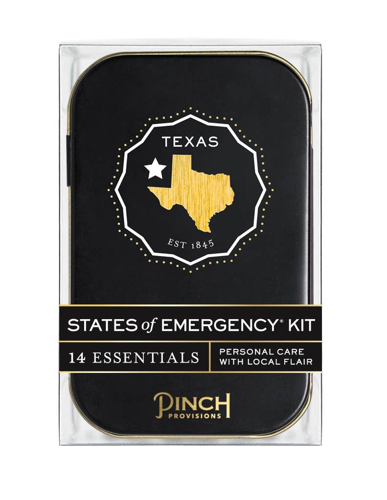 States of Emergency Kit packaging with Texas design and &
