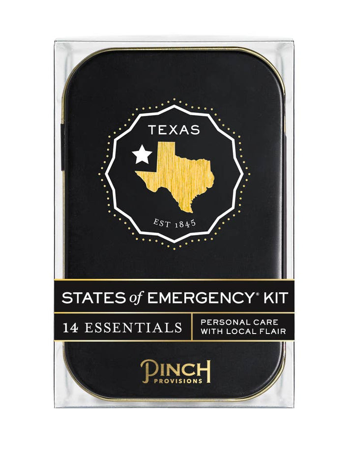 States of Emergency Kit packaging with Texas design and &