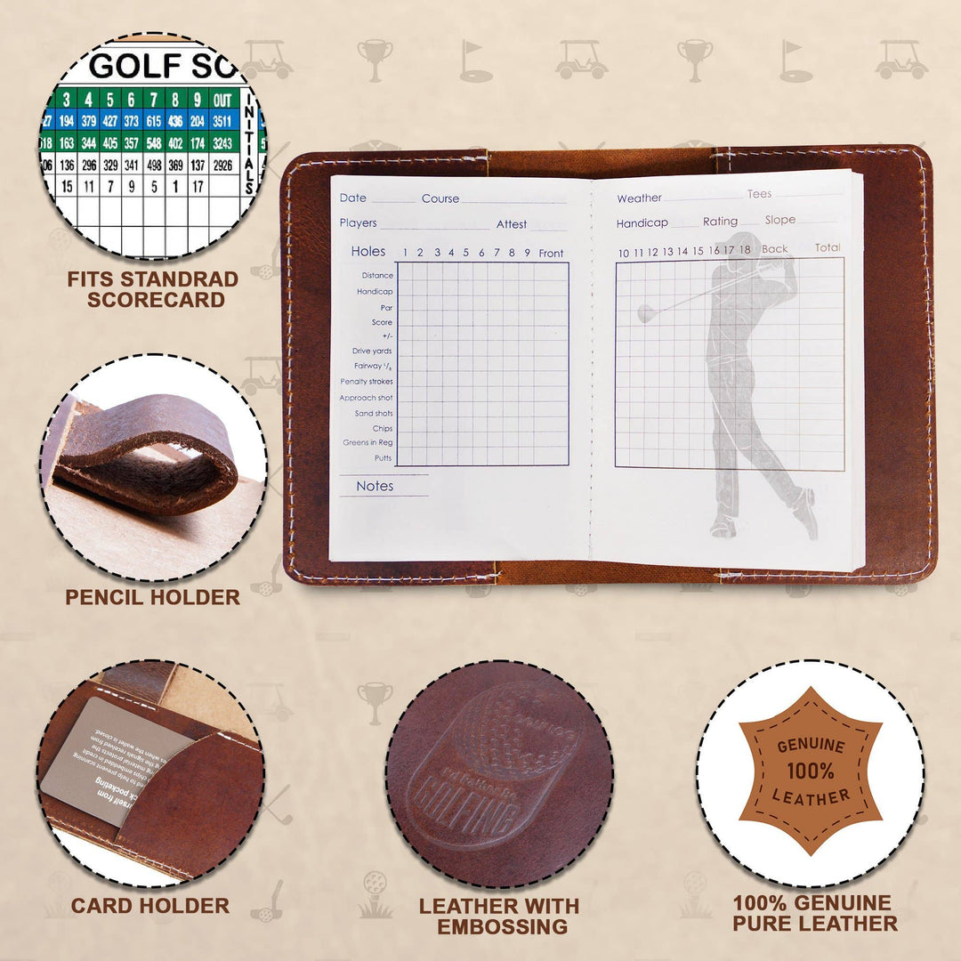 Leather Golf Log &amp; Scorecard Book