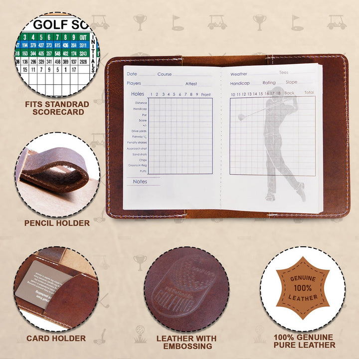 Leather Golf Log &amp; Scorecard Book