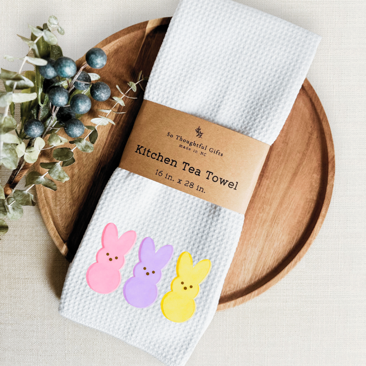 Easter Dish Towel - Watercolor Bunnies | Kitchen Towel