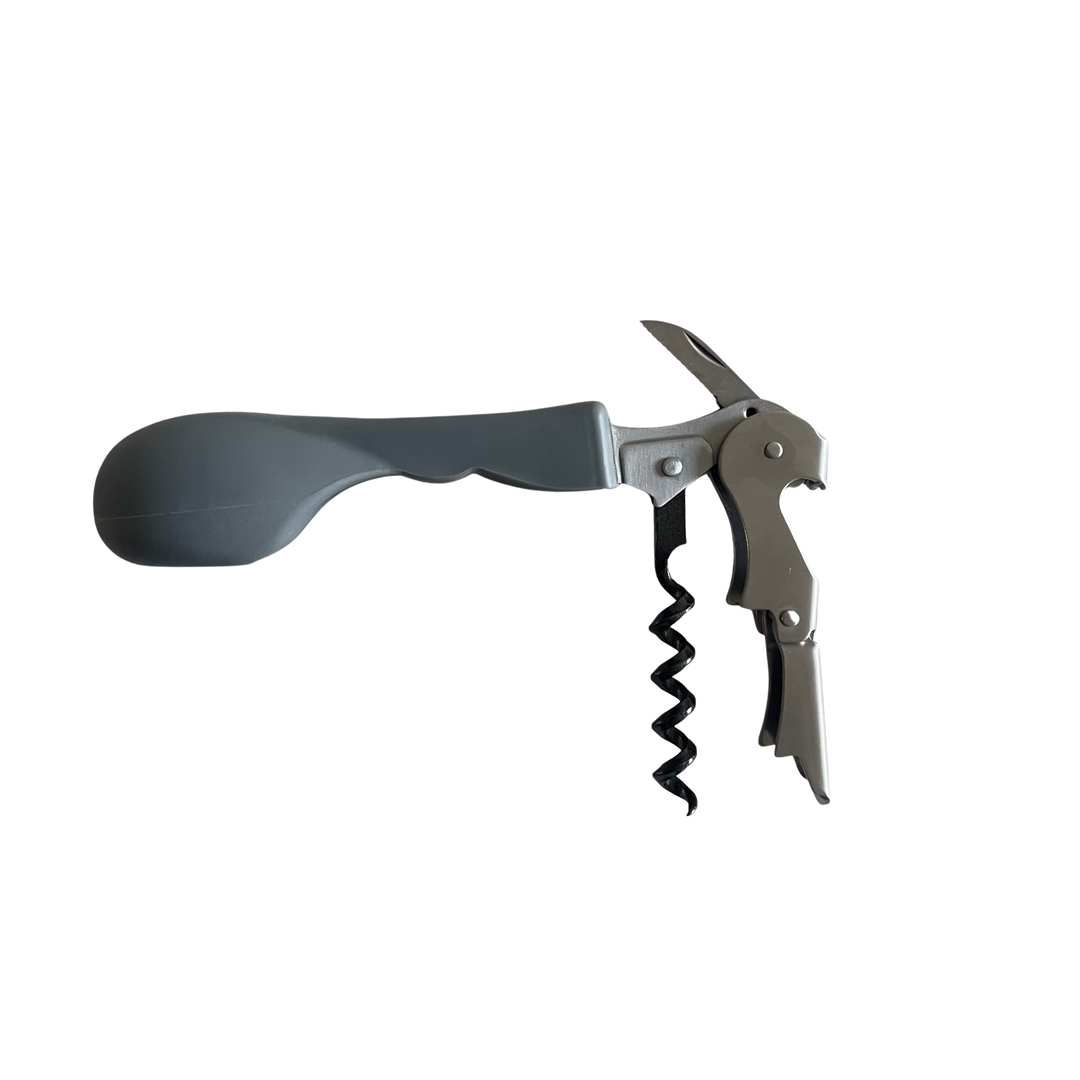 Ergonomic Silicone Handled Corkscrew | Wine Opener: Black
