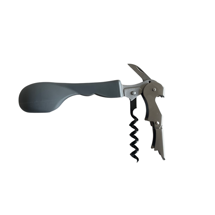 Ergonomic Silicone Handled Corkscrew | Wine Opener: Black
