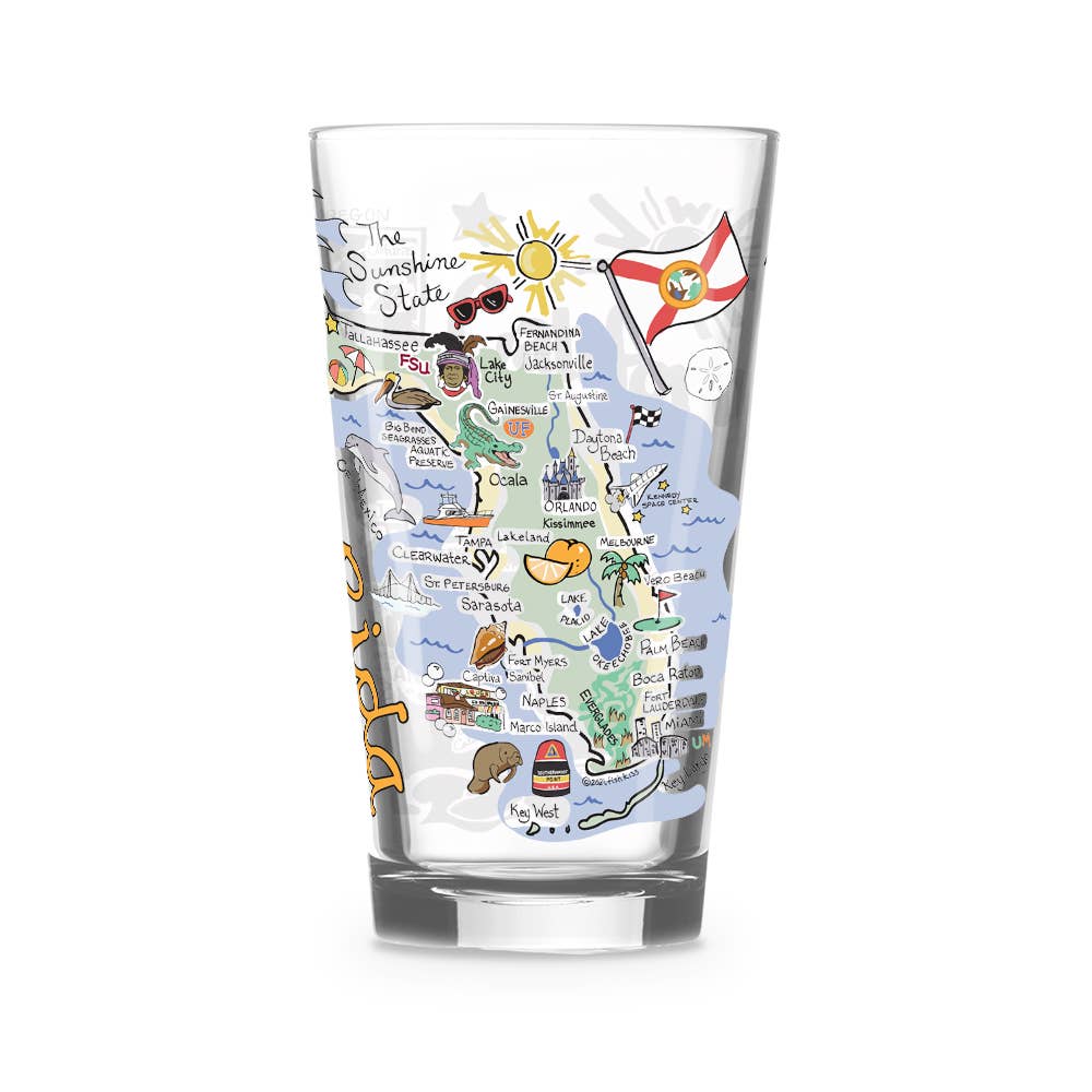Fishkiss Florida 16oz Glass