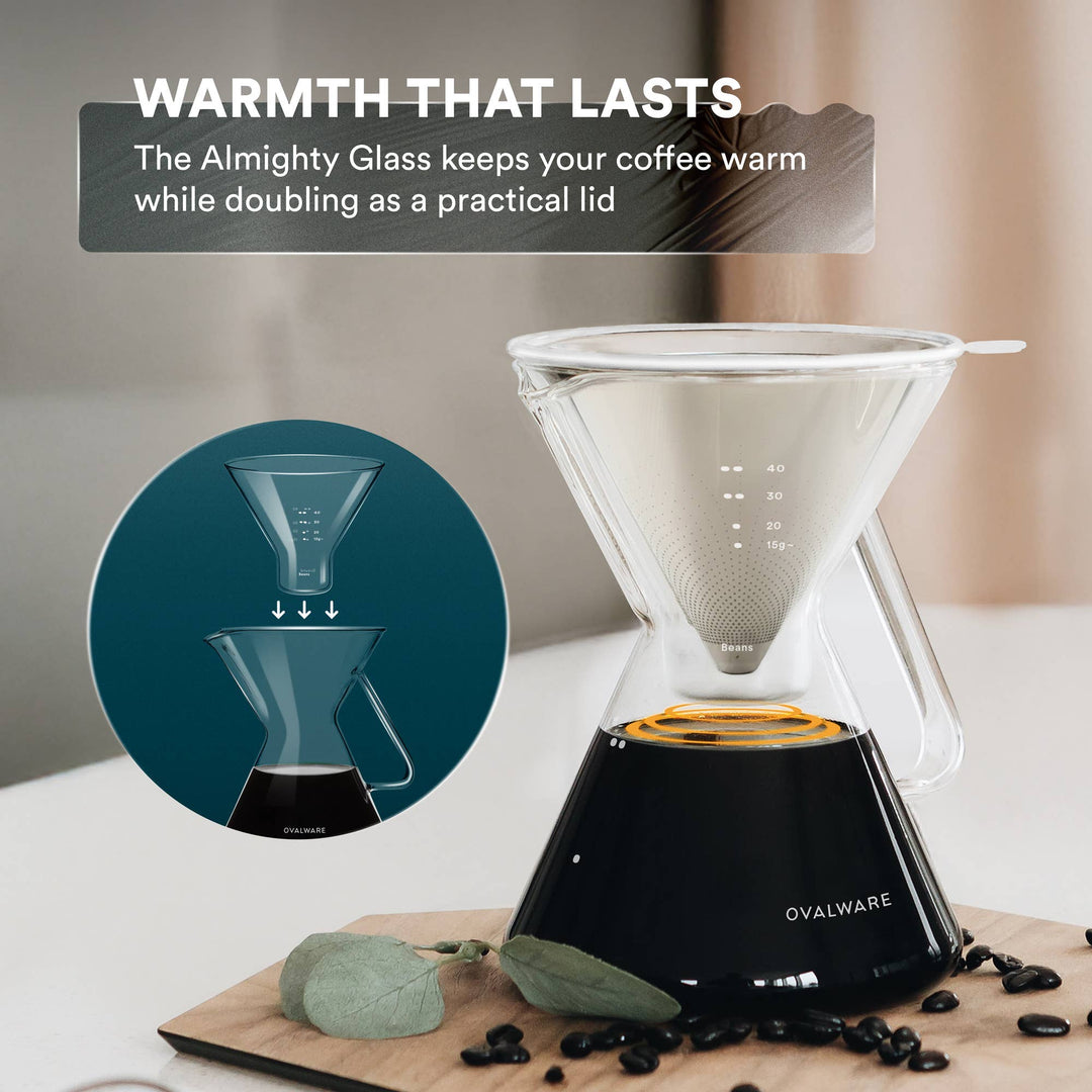 Pour Over Coffee Maker Set, Borosilicate Glass, 500ml/17oz
