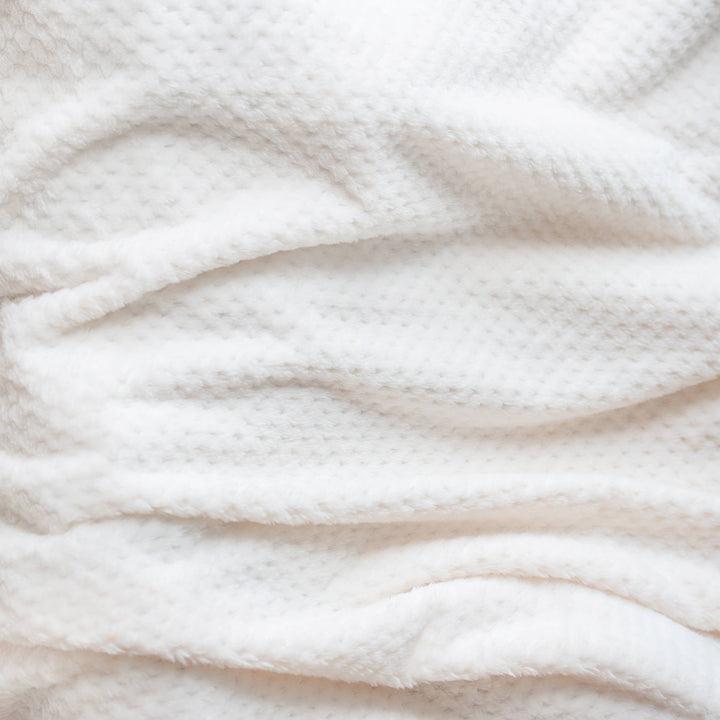 Soft Waffle Weave - Fleece Blanket Lightweight Throw: Ivory-cream