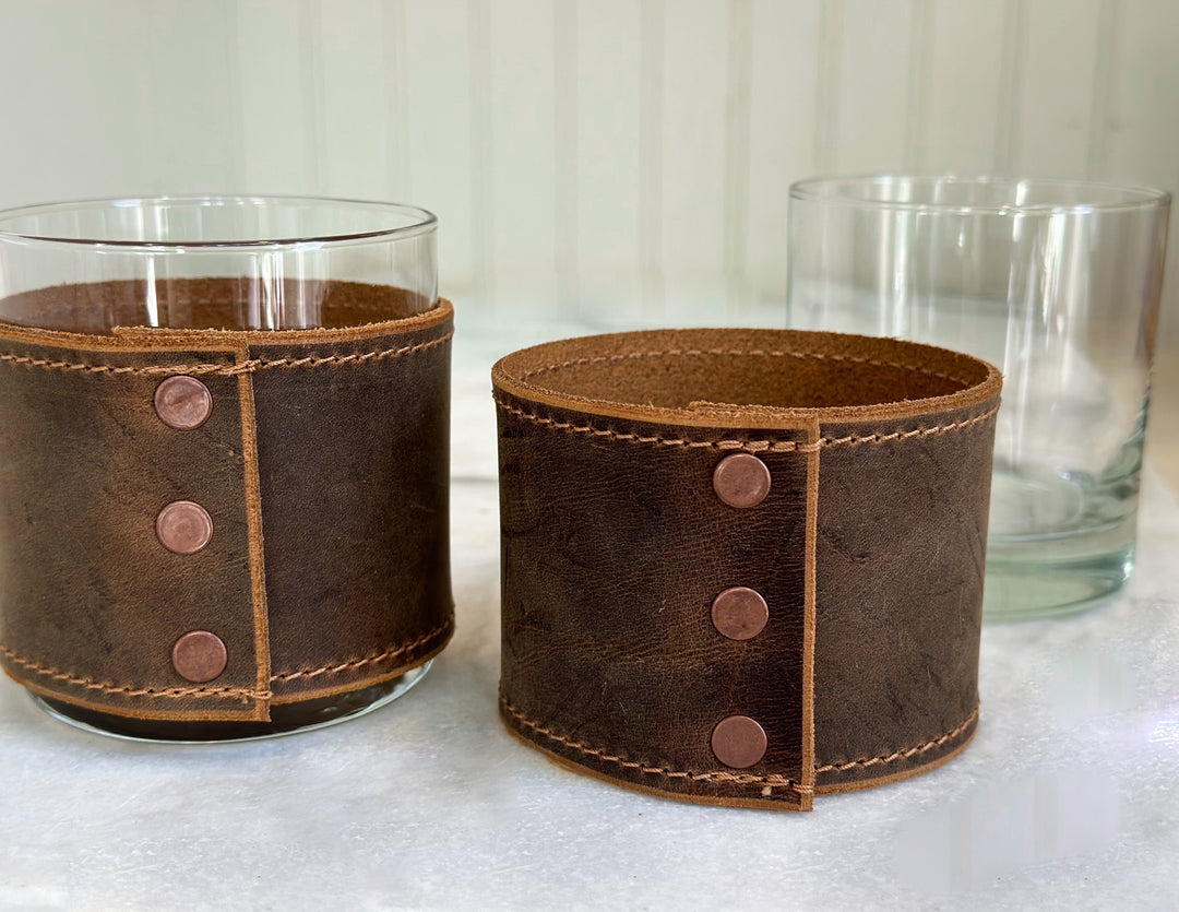 Leather Rocks Glass Set