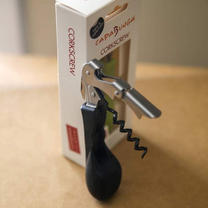 Ergonomic Silicone Handled Corkscrew | Wine Opener: Black