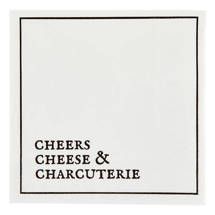 White napkin with black text &